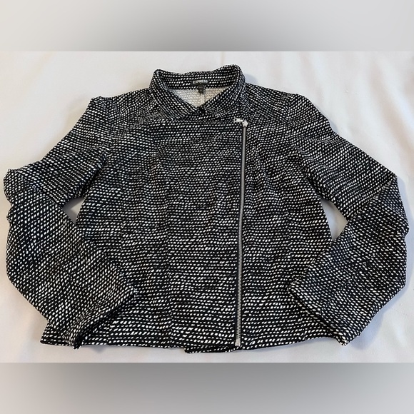 Express Women’s Black & White Zip Up Career Blazer Jacket Sz‎ Large - Picture 3 of 9